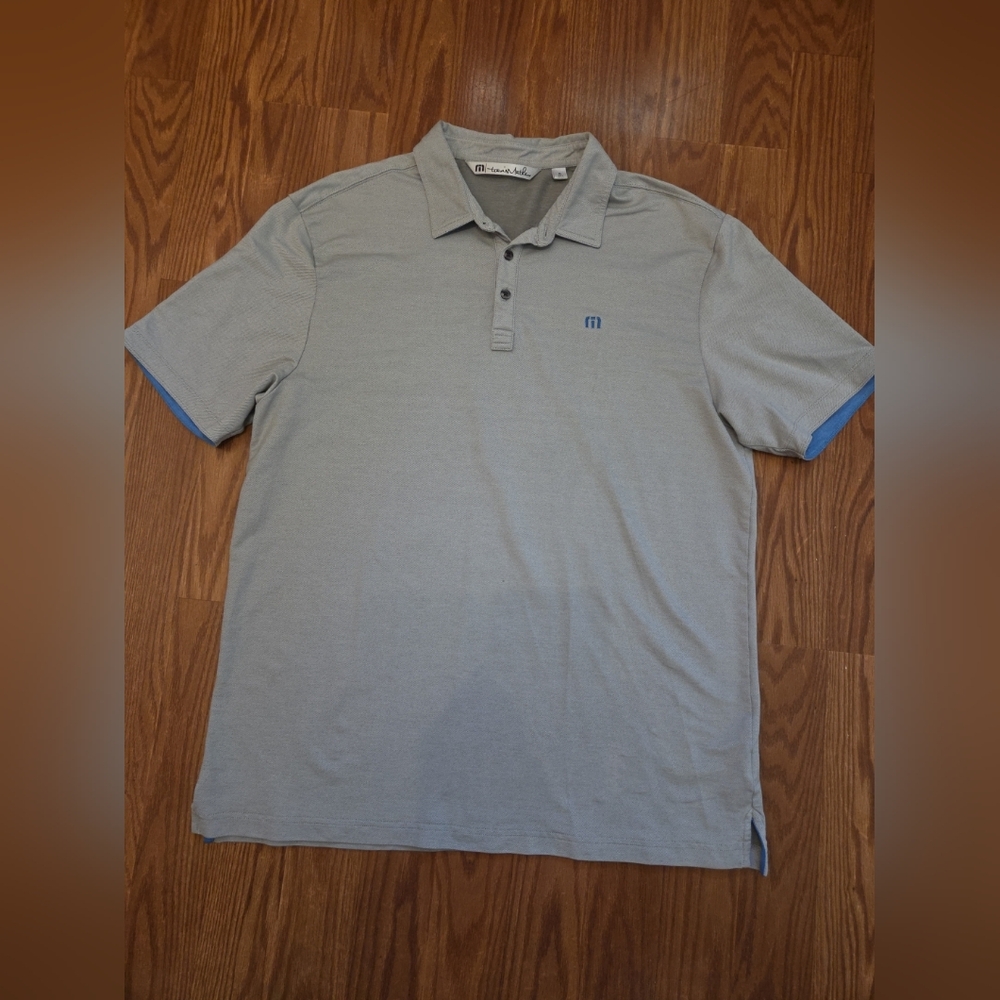 Travis Mathew Men's Gray W/blue Golf‎ Polo Shirt Size Xl